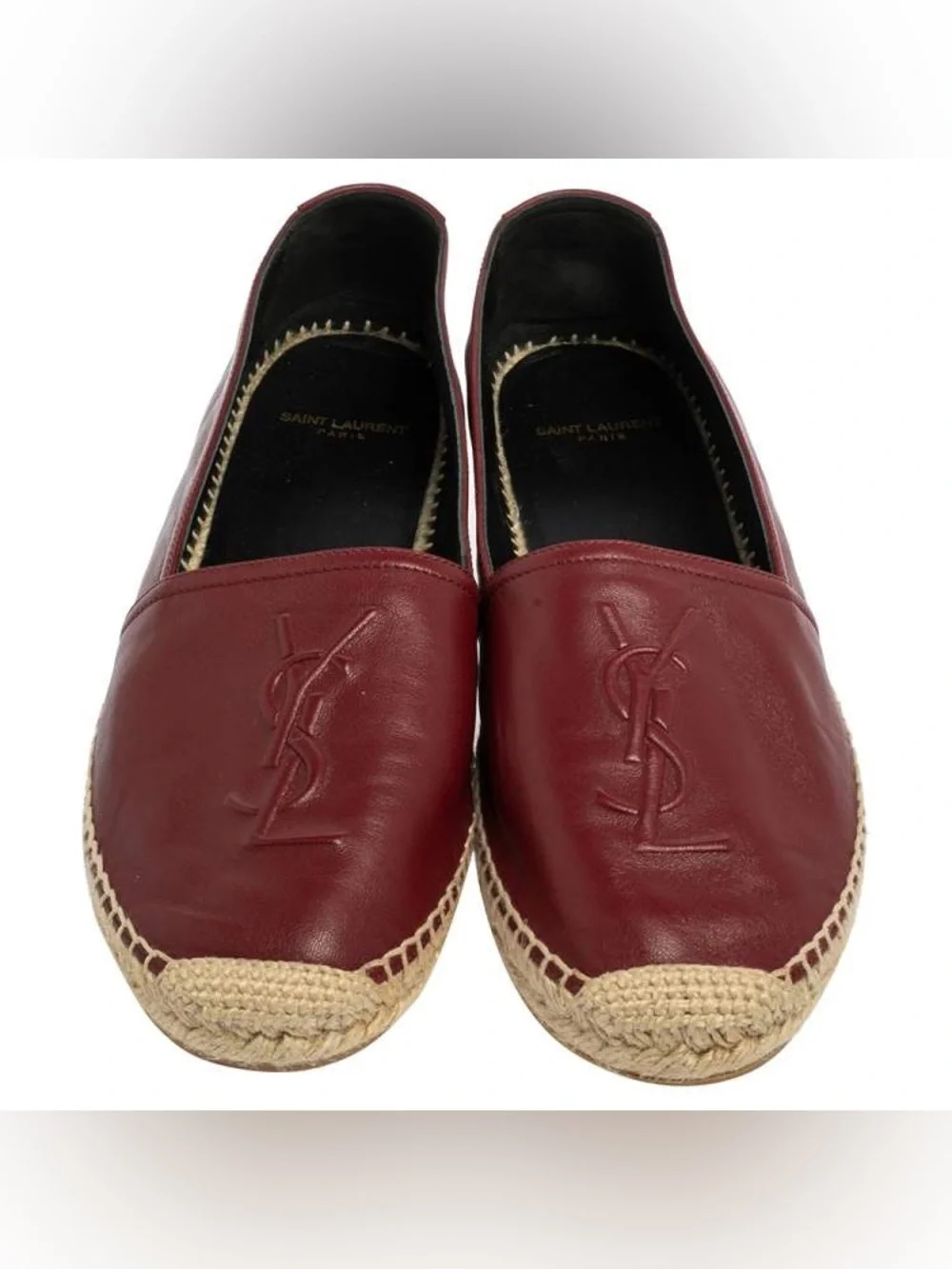 Authentic Saint Laurent Maroon Leather Espadrille Flats size 38